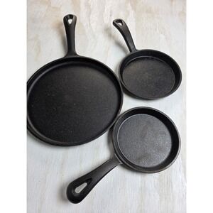 Galerie Cast Iron Skillet Set 3 Piece Mini Frying Pans Black Western Rustic